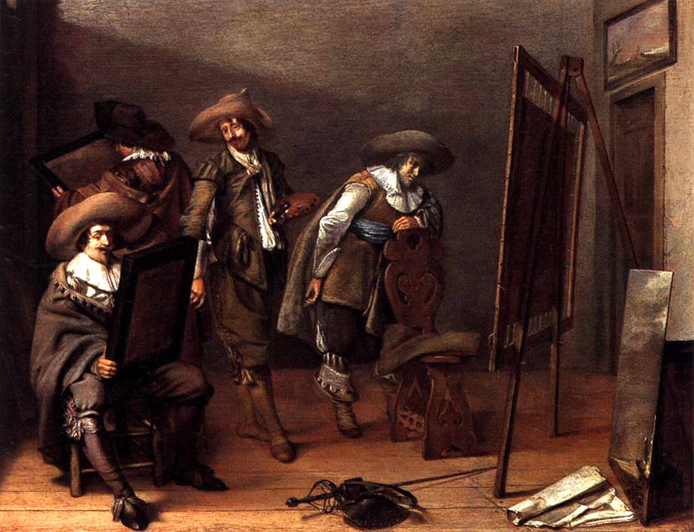 art lovers in a painter's studio